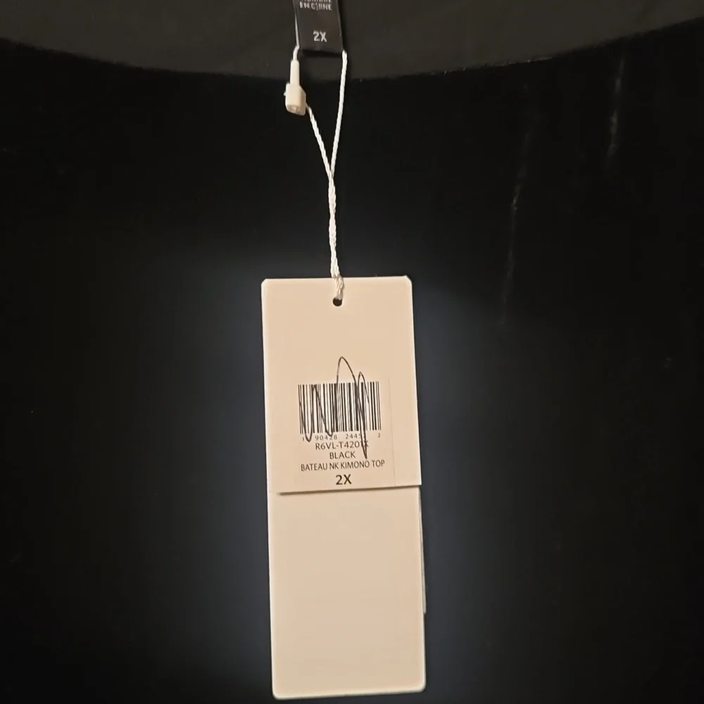 NWT Eileen Fisher Velvet Black Banteau Kimono Top Women's 2x - Picture 5 of 11